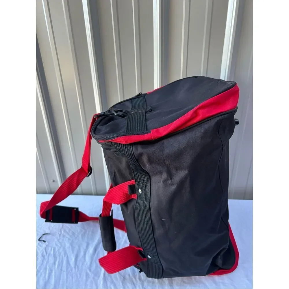 Budweiser duffle tote bag‎ black red 23x12x14 adj strap